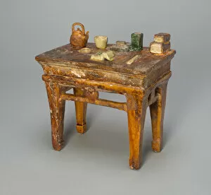 Grave Goods Collection: Miniature Table with Scholarly Implements (Mingqi), Ming dynasty (1368-1644)