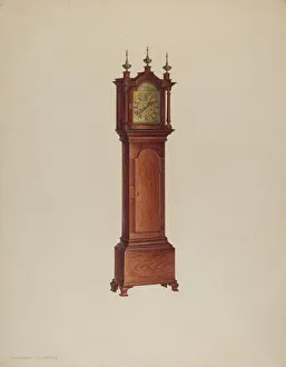 Clock Face Prints: Miniature Tall Clock, c. 1938. Creator: Isadore Goldberg