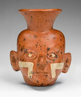 Miniature Vessel in the Form of a Portrait Head with Painted Cheeks, 100 B.C./A.D. 500