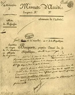 Napo Collection: Ministerial order on the subject of La Tour d Auvergne, 15 July 1803, (1921). Creator: Unknown