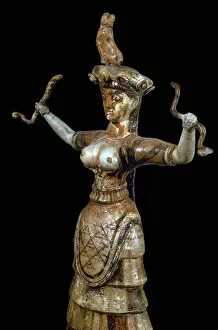 Snake Collection: Minoan faience figure of a Snake Goddess, 17th century BC