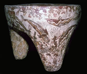 Minoan pot painted with dolphins