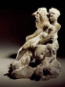 Plaster Prints: Minotaur or Faun and Nymph, c.1886. Creator: Auguste Rodin
