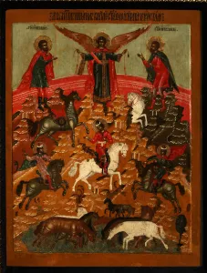 The Miracle of Florus and Laurus, End of 17th cen Artist: Russian icon