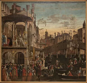 Venetian School Collection: Miracle of the Holy Cross at the Ponte di Rialto, c. 1496