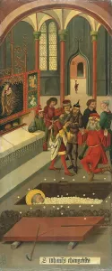 The Miracle of the Hosts at the Tomb of Saint John the Evangelist, 1478. Creator: Gabriel Malesskircher