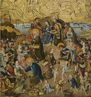 Miracles Of Jesus Prints: The Miracle of the Five Loaves and Two Fishes, c. 1500. Artist: Anonymous