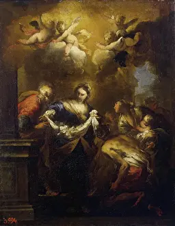 Miracle Prints: The Miracle of Roses (The Miracle of St Cita), 1651. Creator: Valerio Castello