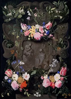 Bernard St Collection: The Miracle of St Bernard in a Garland of Flowers, 1645-1655