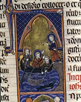 Saint Peter Gallery: The miraculous catch, miniature in the Sacred Bible, volume IV
