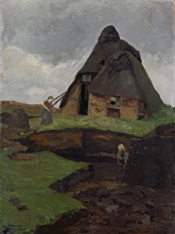 Overbeck Prints: Mire Cottage with Child. Artist: Overbeck, Fritz (1869-1909)