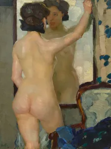 Nude Woman Prints: Before a Mirror, 1907. Creator: Putz, Leo (1869-1940)