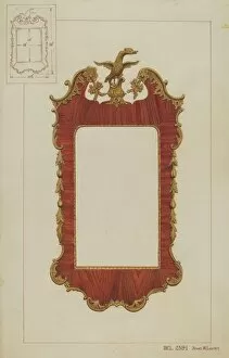 Watercolor And Graphite On Paper Collection: Mirror - Chippendale Style, c. 1937. Creator: James M. Lawson