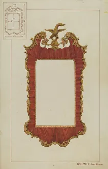 Wood Carving Gallery: Mirror - Chippendale Style, c. 1937. Creator: James M. Lawson