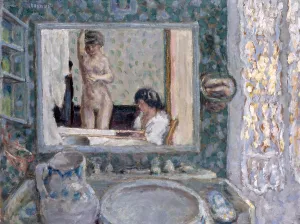 Oil On Paperboard Prints: The Mirror in the Green Room (La Glace de la Chambre Verte), 1908. Creator: Pierre Bonnard