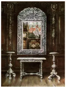 Images Dated 27th February 2009: Mirror, gueridons, and table overlaid with silver plaques, 1910.Artist: Edwin Foley