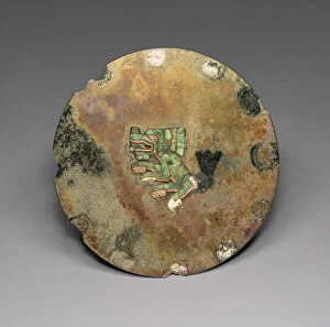 Inlay Gallery: Mirror with Jaguar or Coyote Mosaic, A.D. 500 / 600. Creator: Unknown