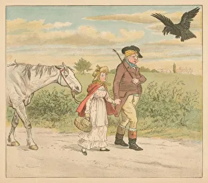 Nursery Rhyme Prints: The mischievous Raven flew laughing away, c1885, (1934). Creator: Randolph Caldecott