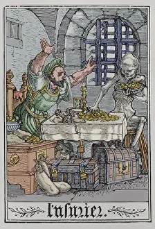 Wealthy Prints: The Miser, 1538, (1877). Creator: Unknown