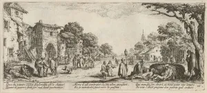 Jacques 1592 1635 Prints: The Miseries and Misfortunes of War, folio 16: Dying Soldiers by the Roadside, 1633