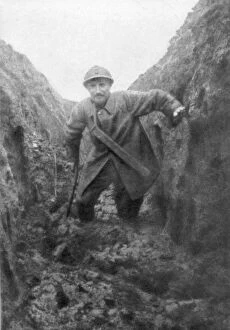 The miseries of the soldier, a muddy French trench in Artois, France, 1916