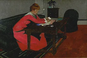 Misia Gallery: Misia at her desk, 1897. Artist: Vallotton, Felix Edouard (1865-1925)