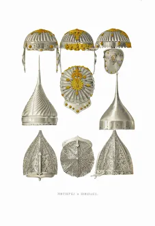 Fyodor Grigoryevich 1801 1892 Prints: Misiurka Helmet and Shishaks. From the Antiquities of the Russian State, 1849-1853
