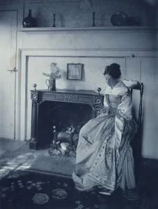 Parlor Prints: Miss Fidelia with her lover's profile, c1900. Creator: Unknown