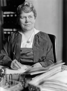 Papers Prints: Miss Fox at Desk, 1918. Creator: Harris & Ewing