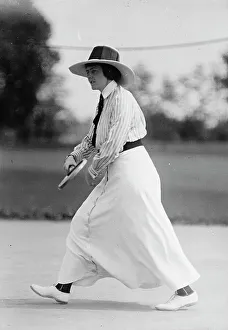 Tennis Racquet Prints: Miss Frances Lippett Playing in Tennis Tournament