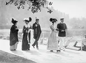 Yacht Club Prints: Miss Haldane, Judge Dickinson, J.P. Morgan, 1913. Creator: Bain News Service