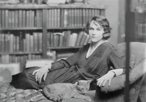 Smocking Prints: Miss Helen Chamberlain, with Buzzer the cat