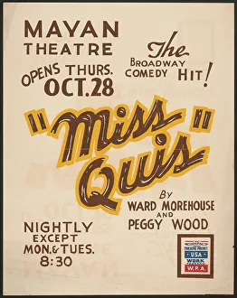 Administration Works Progress Prints: Miss Quis, Los Angeles, 1937. Creator: Unknown