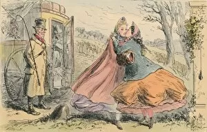 Hugging Gallery: Miss Shannons arrival at Baldon Hall, 1855. Creator: John Leech