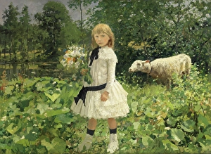 Defiance Prints: Miss Strobbe in a Park, 1884-1886. Creator: Jean Baptiste Degreef