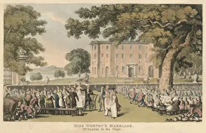 William Combe Prints: Miss Worthys Marriage, Dr. Syntax in the Chair, 1820. Artist: Thomas Rowlandson