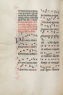 Bartolommeo Caporali Collection: Missale: Fol. 176v: Music for various ordinary prayers, 1469. Creator: Bartolommeo Caporali