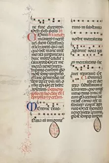 Bartolommeo Caporali Collection: Missale: Fol. 177v: Music for various ordinary prayers, 1469. Creator: Bartolommeo Caporali