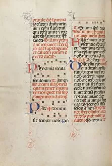 Bartolommeo Caporali Collection: Missale: Fol. 190v: Music for various prayers, 1469. Creator: Bartolommeo Caporali (Italian, c)