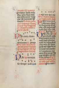 D 1478 Prints: Missale: Fol. 190v: Music for various prayers