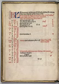 Bartolommeo Caporali Collection: Missale: Fol. 3v: February Calendar Page, 1469. Creator: Bartolommeo Caporali (Italian, c
