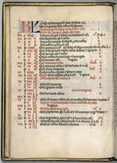 Bartolommeo Caporali Collection: Missale: Fol. 6v: August Calendar Page, 1469. Creator: Bartolommeo Caporali (Italian, c