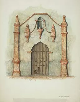 Door Collection: Mission Church Doorway, 1940. Creator: Harry Mann Waddell