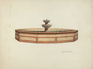 Noble Prints: Mission Fountain, c. 1940. Creator: Raymond E. Noble