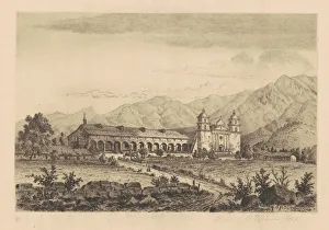 Henry Chapman Ford Prints: Mission Santa Barbara, 1883. Creator: Henry Chapman Ford