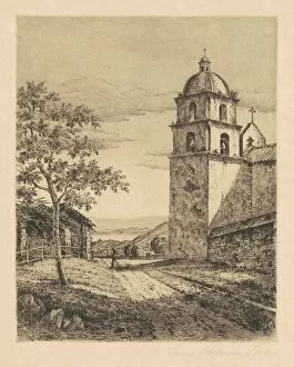 Bell Tower Gallery: Mission Santa Barbara, Looking South, 1888. Creator: Henry Chapman Ford