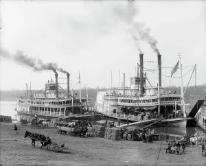 Mississippi United States Of America Prints: A Mississippi landing, between 1900 and 1906. Creator: Unknown