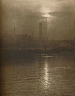 Lambeth Gallery: Mists of a London Evening on the Surrey Shore By Waterloo Bridge, c1935. Creator: Huson