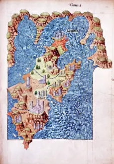 Mapmaking Prints: Mitilena (Lesbos), c1485. Creator: Cristoforo Buondelmonte