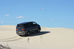 Sand Dune Prints: Mitsubishi Delica Space Gear V6 1996 in sand dunes New South Wales Australia